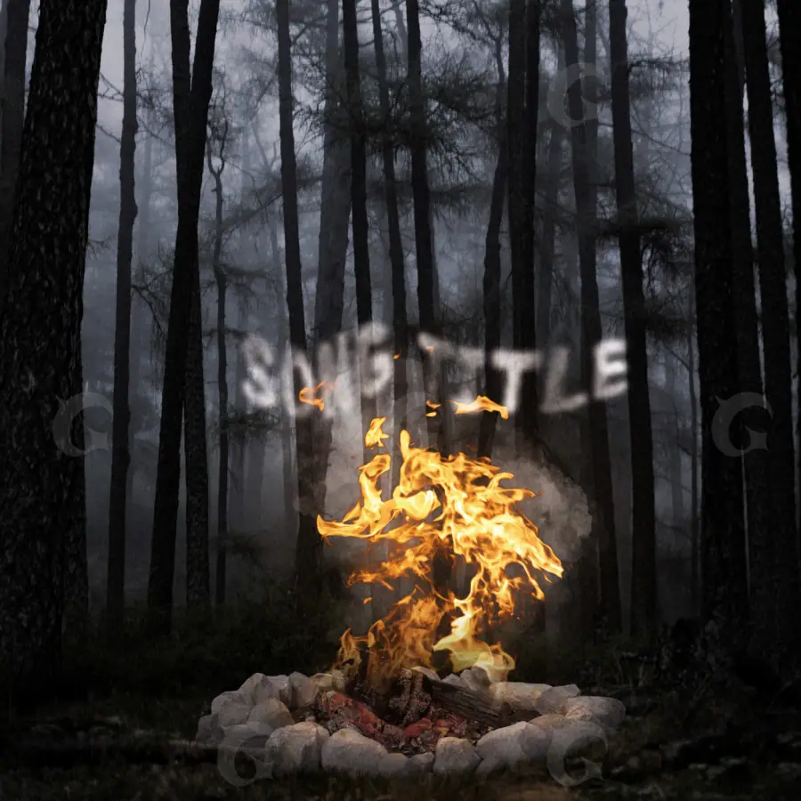 Обложка для альбома «Orange Fire»: огонь и лес; палитра — оранжевая