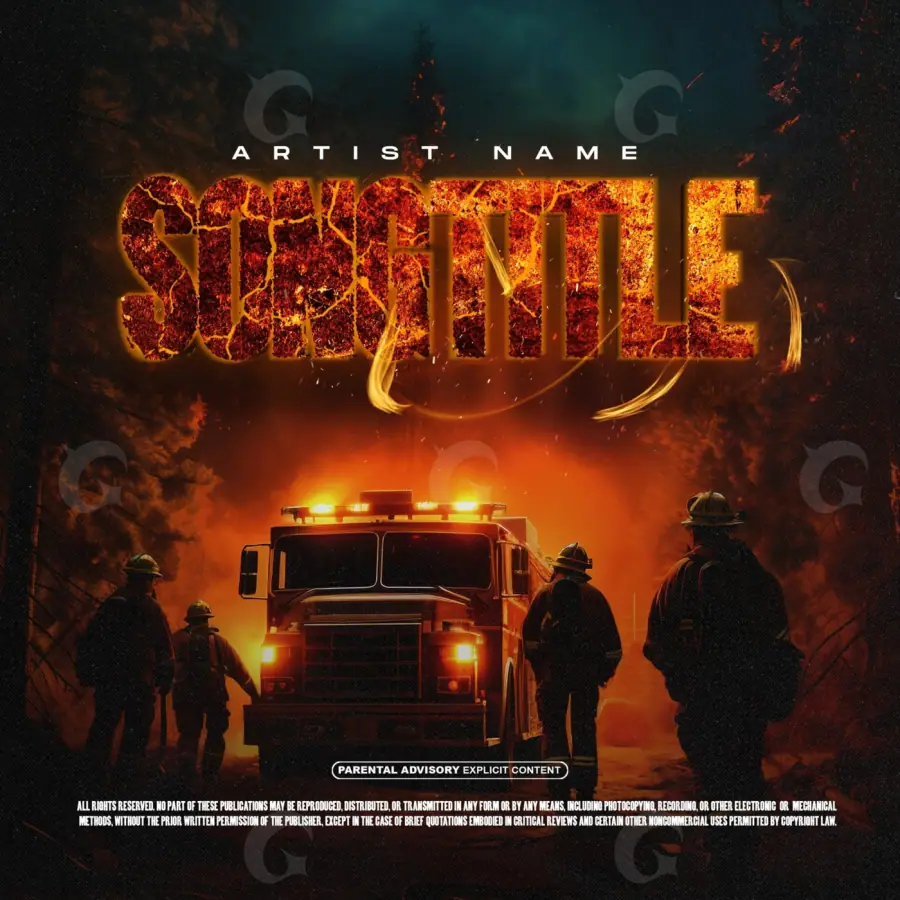 Обложка для альбома «Orange Fire»: огонь и парень; палитра — оранжевая