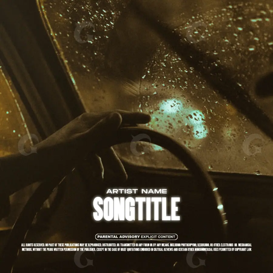 Album cover art “Orange Hand”: hand and car, orange tones