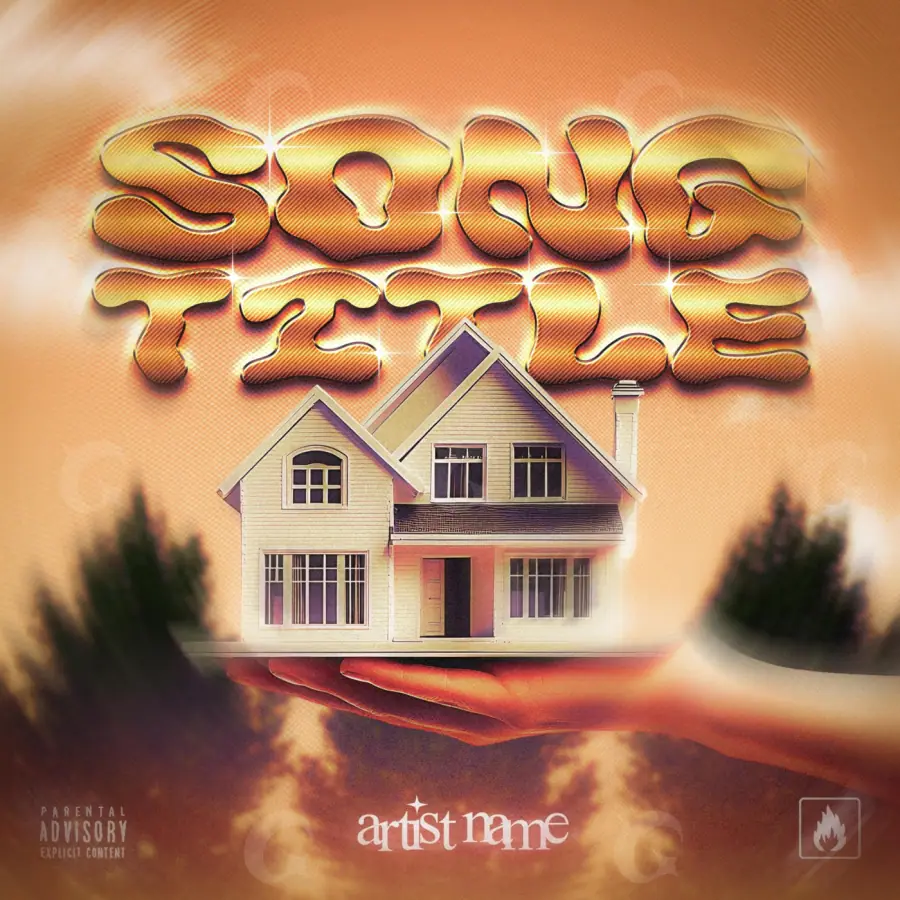 Album cover art “Orange House”: house and tree, orange tones