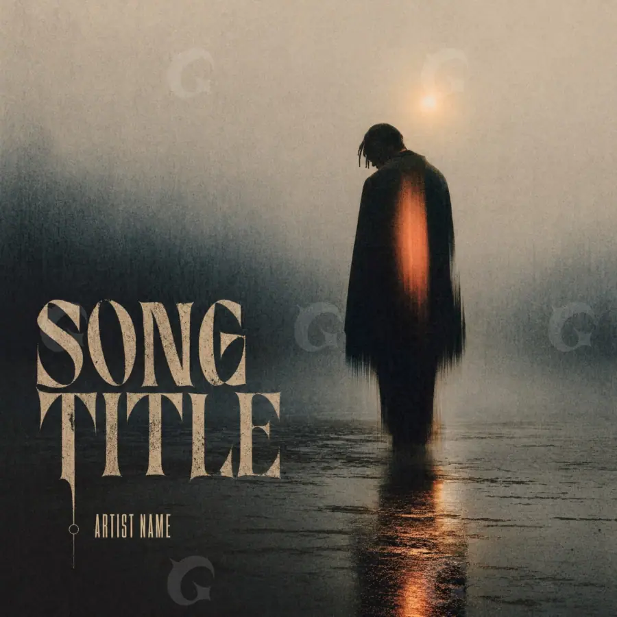 Arte de portada musical «Orange Man»: hombre y lluvia; color naranja