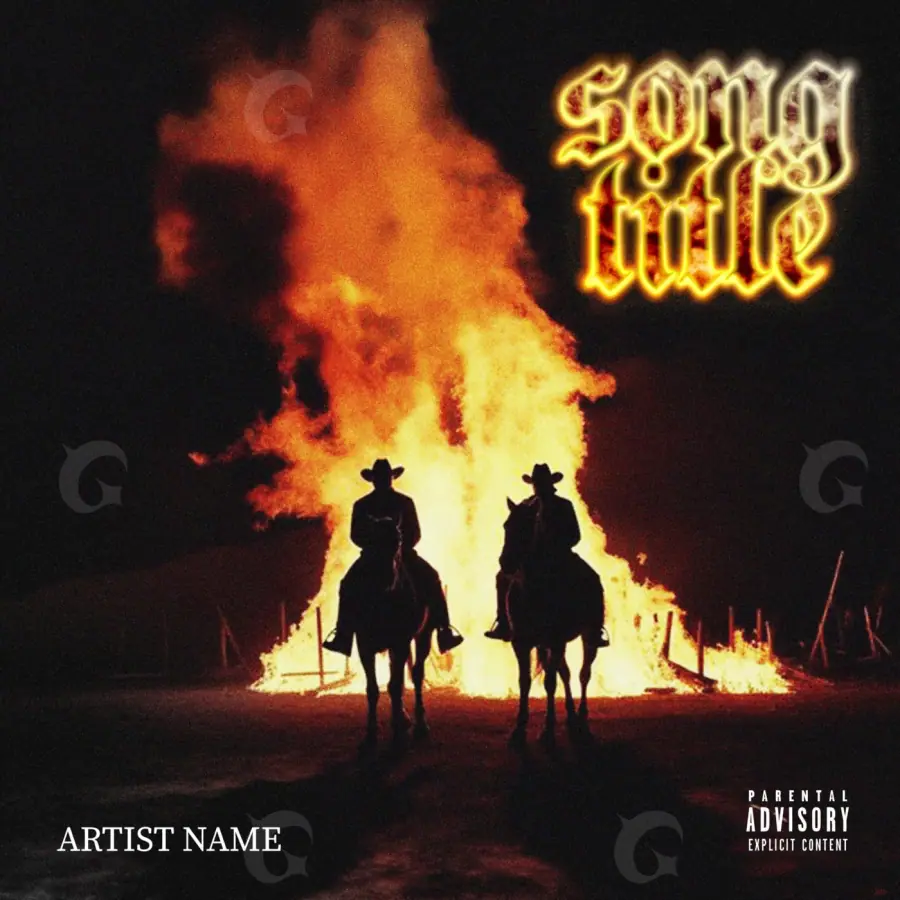 Portada para canción «Orange Man»: hombre y caballo; color naranja