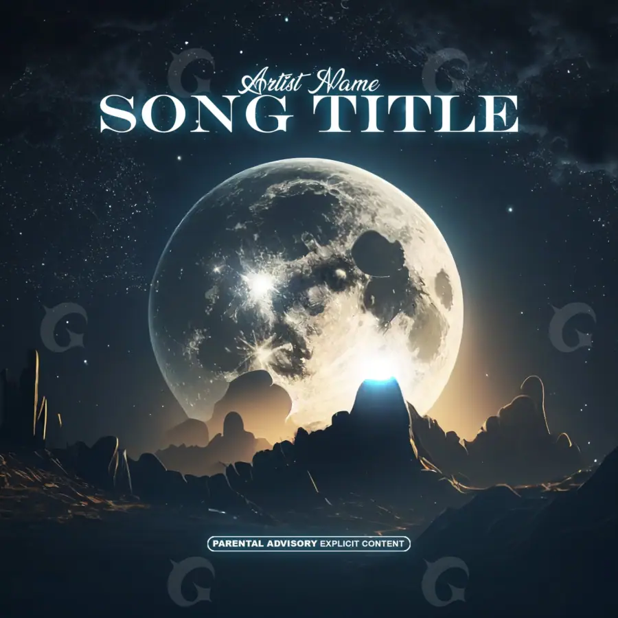 Portada para canción «Orange Moon»: luna y montaña; color naranja