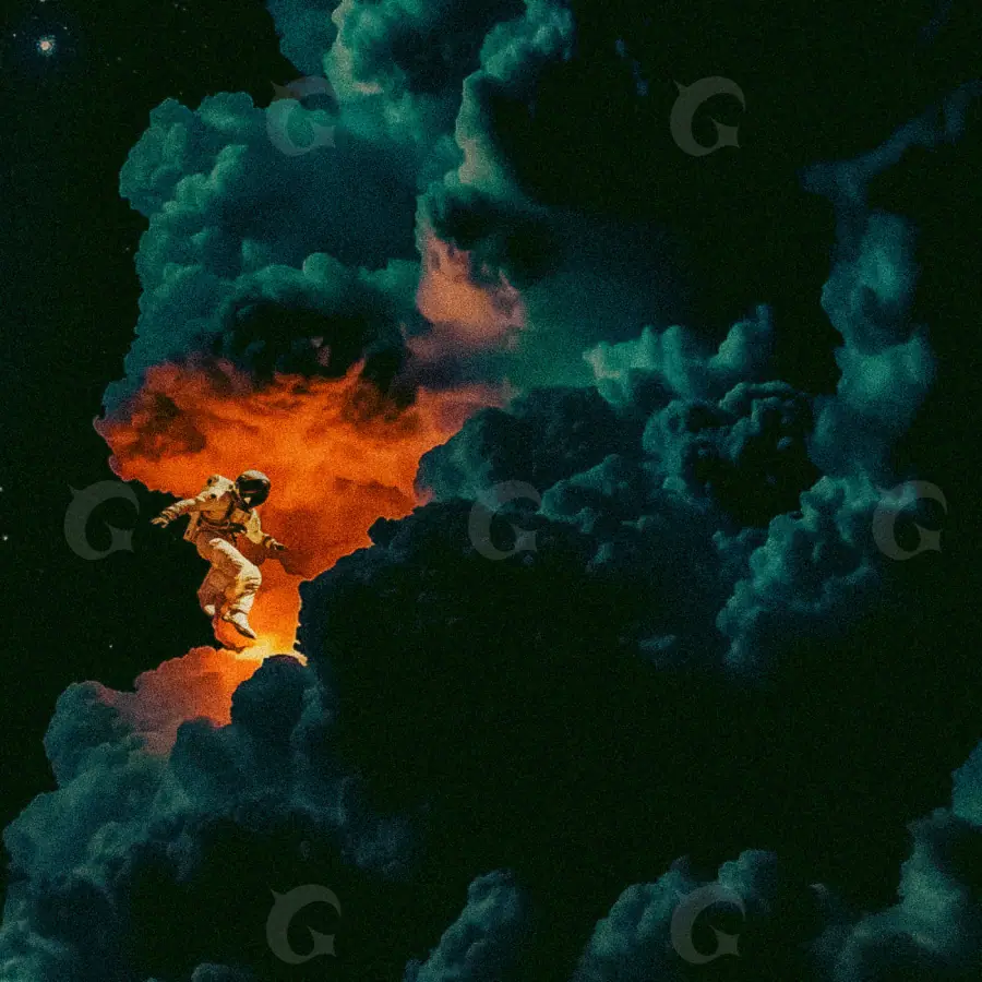 Обложка для альбома «Orange Moon»: луна и облако; палитра — оранжевая