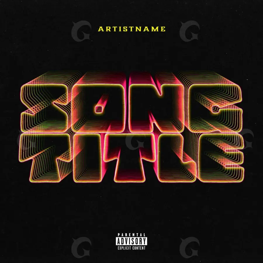 Premade cover art “Orange Neon”: neon and cube, orange tones