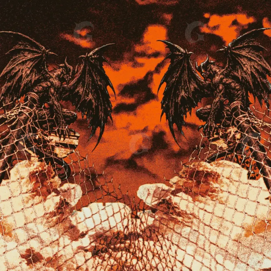 Готовая обложка для трека «Orange Palm»: пальма и дерево; палитра — оранжевая