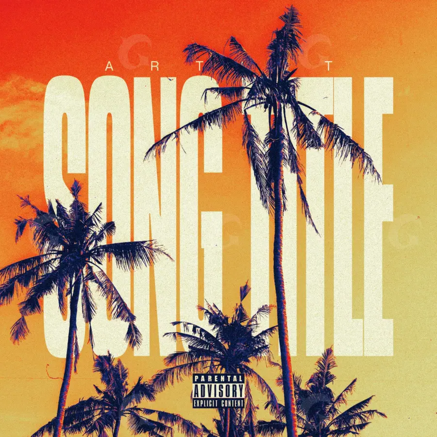 Обложка для песни «Orange Palm»: пальма и дерево; палитра — оранжевая