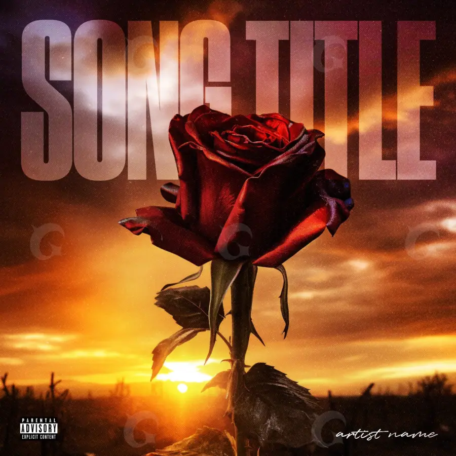 Album cover art “Orange Rose”: rose and sun, orange tones