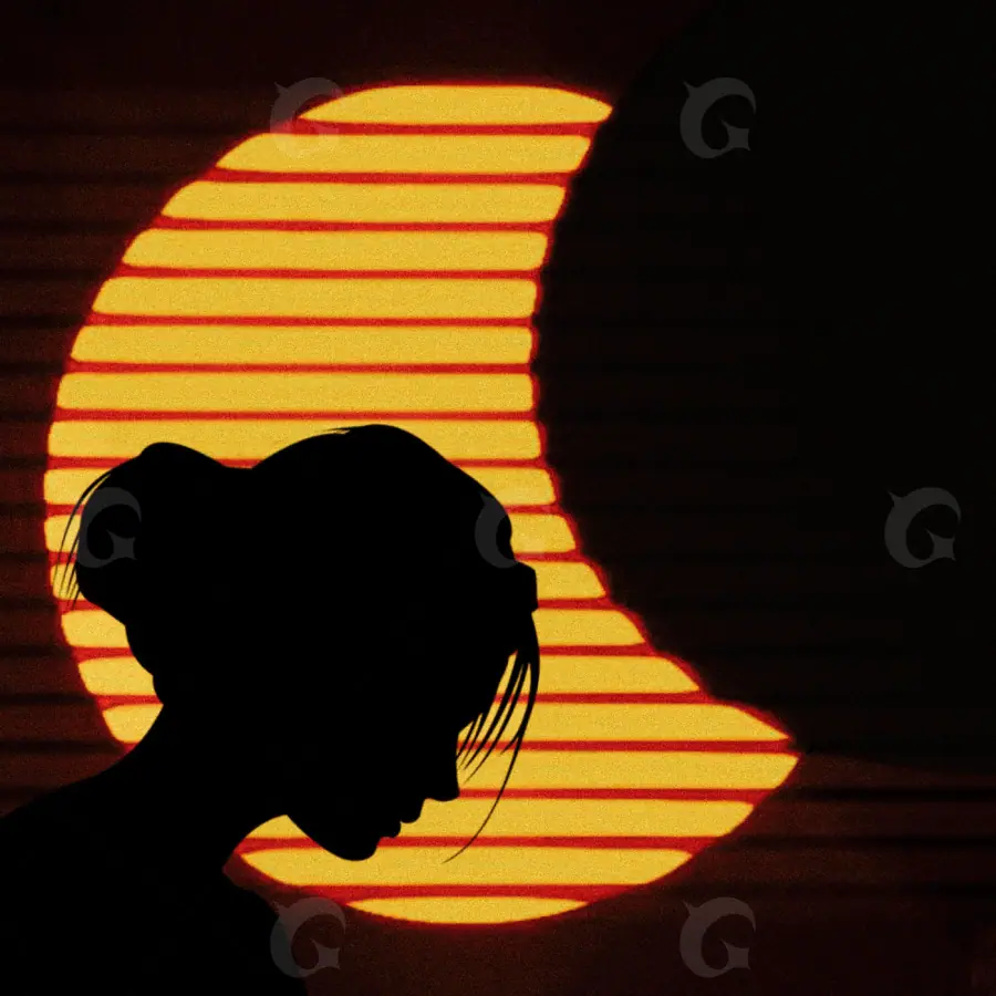 Готовая обложка для трека «Orange Silhouette»: силуэт и девушка; палитра — оранжевая