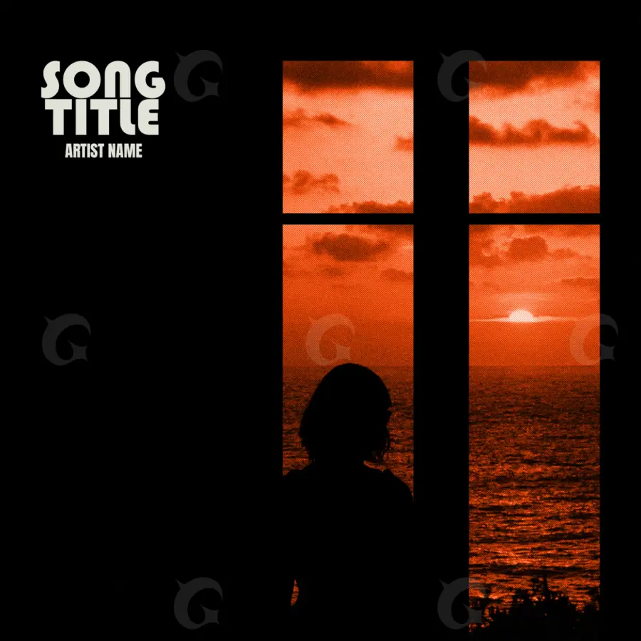 Premade cover art “Orange Silhouette”: silhouette and window, orange tones
