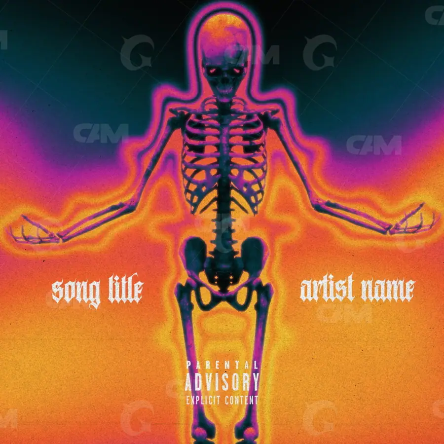 Обложка для альбома «Orange Skeleton»: скелет; палитра — оранжевая