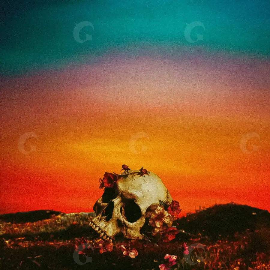 Arte de portada musical «Orange Skull»: calavera; color naranja