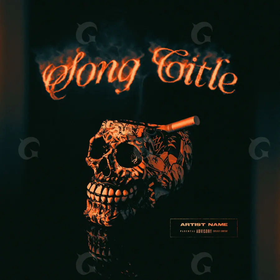 Готовая обложка для трека «Orange Skull»: череп; палитра — оранжевая