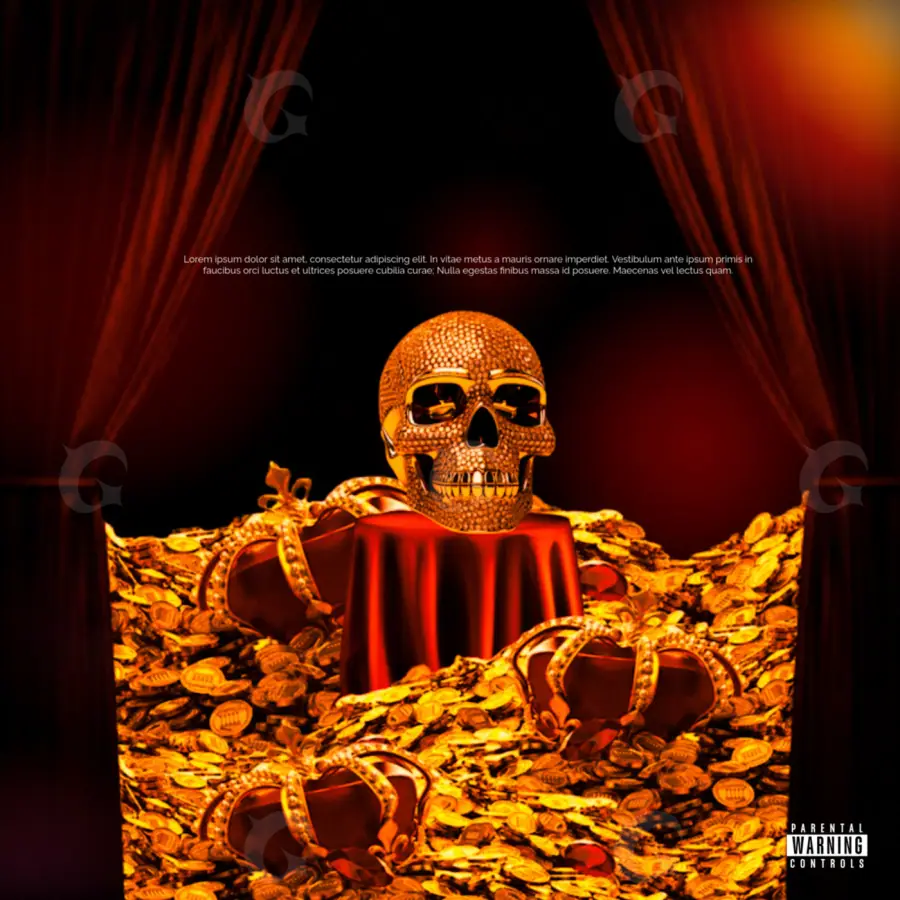 Обложка для песни «Orange Skull»: череп и цепь; палитра — оранжевая