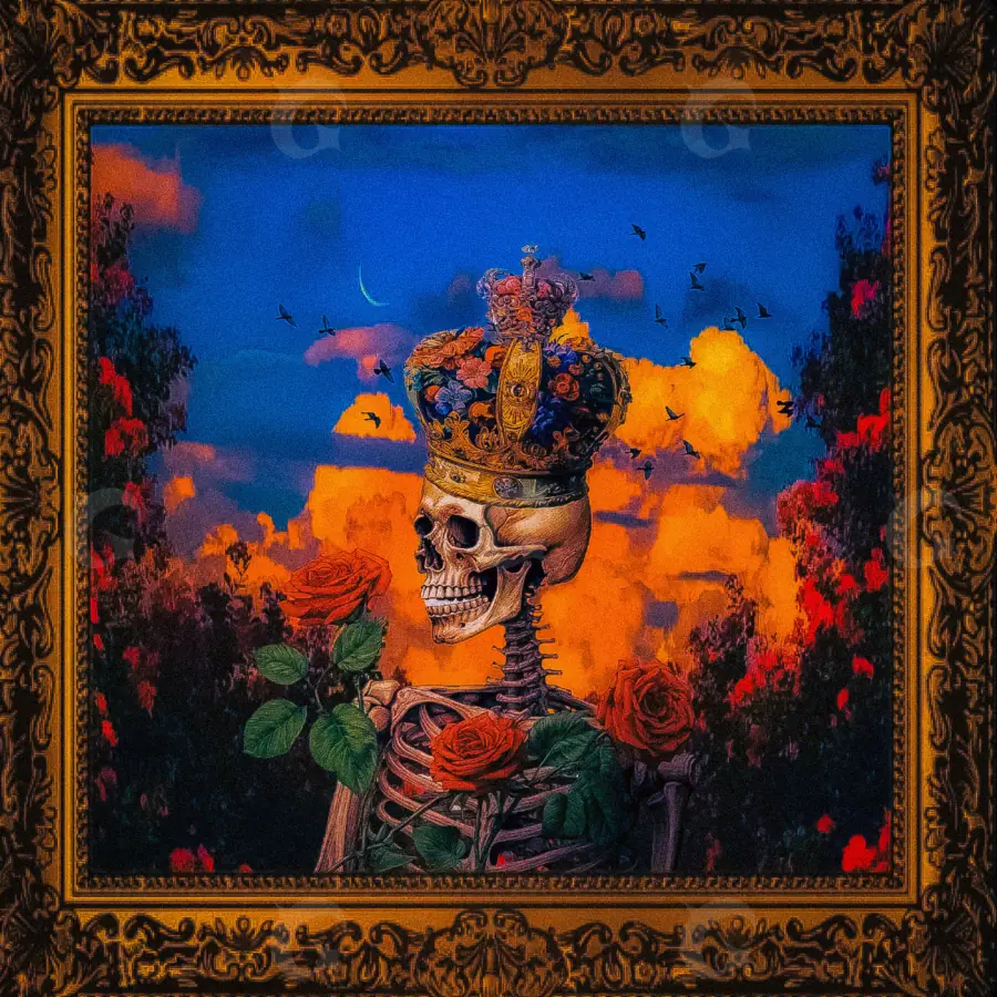 Music cover artwork “Orange Skull”: skull and crown, orange tones