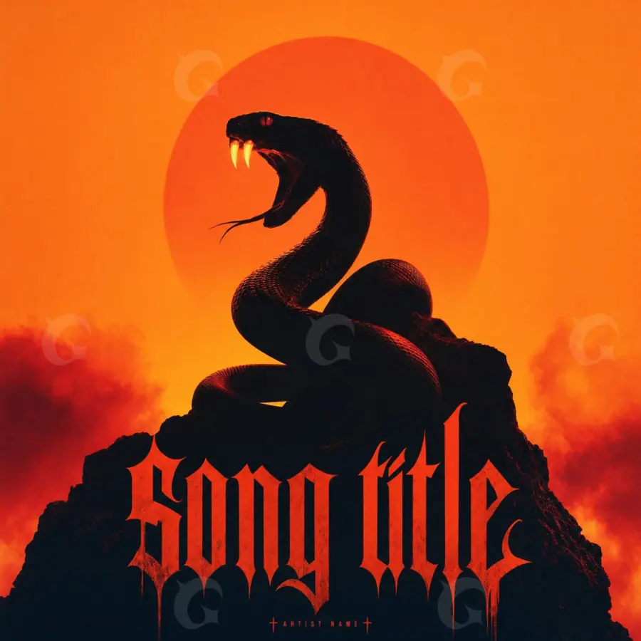 Обложка для песни «Orange Snake»: змея и круг; палитра — оранжевая