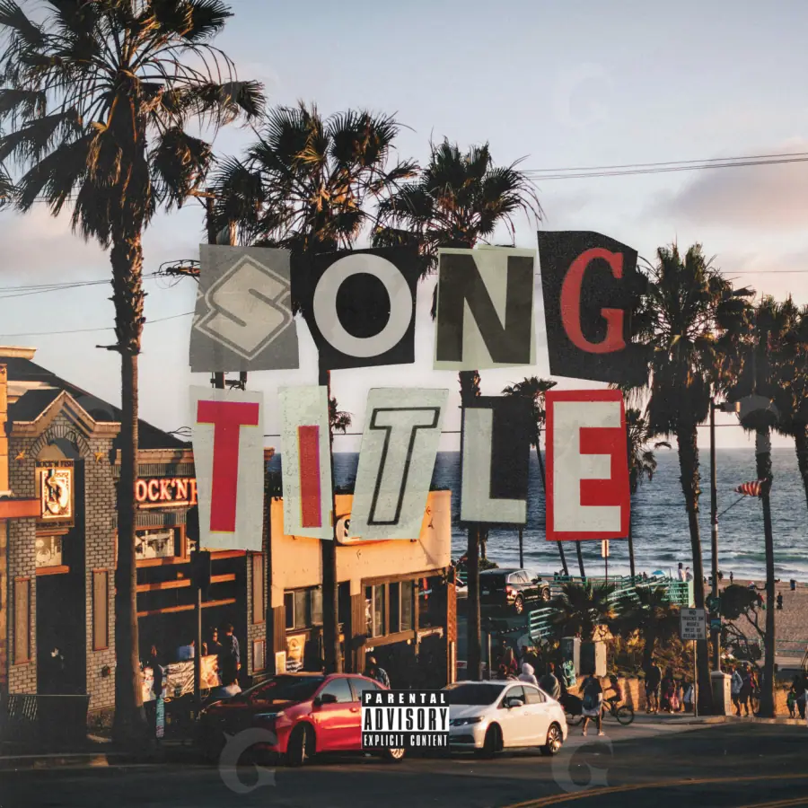Album cover art “Orange Street”: street and palm, orange tones