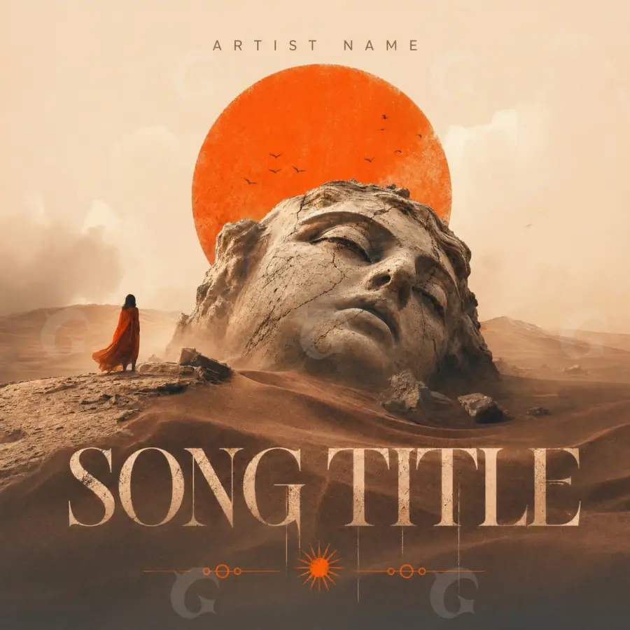 Готовая обложка для трека «Orange Sun»: солнце и облако; палитра — оранжевая