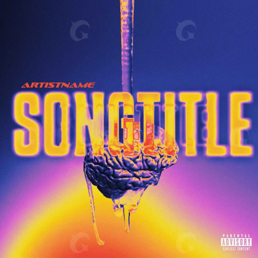 Arte de portada musical «Orange Sun»: sol y rostro; color naranja