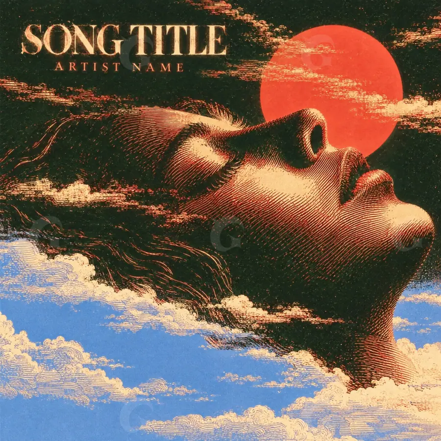 Обложка для альбома «Orange Sun»: солнце и облако; палитра — оранжевая