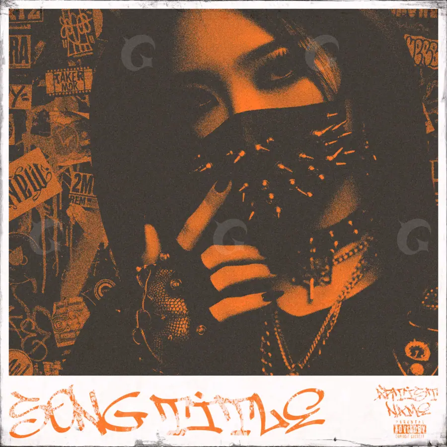 Arte de portada musical «Orange Woman»: mujer y rostro; color naranja