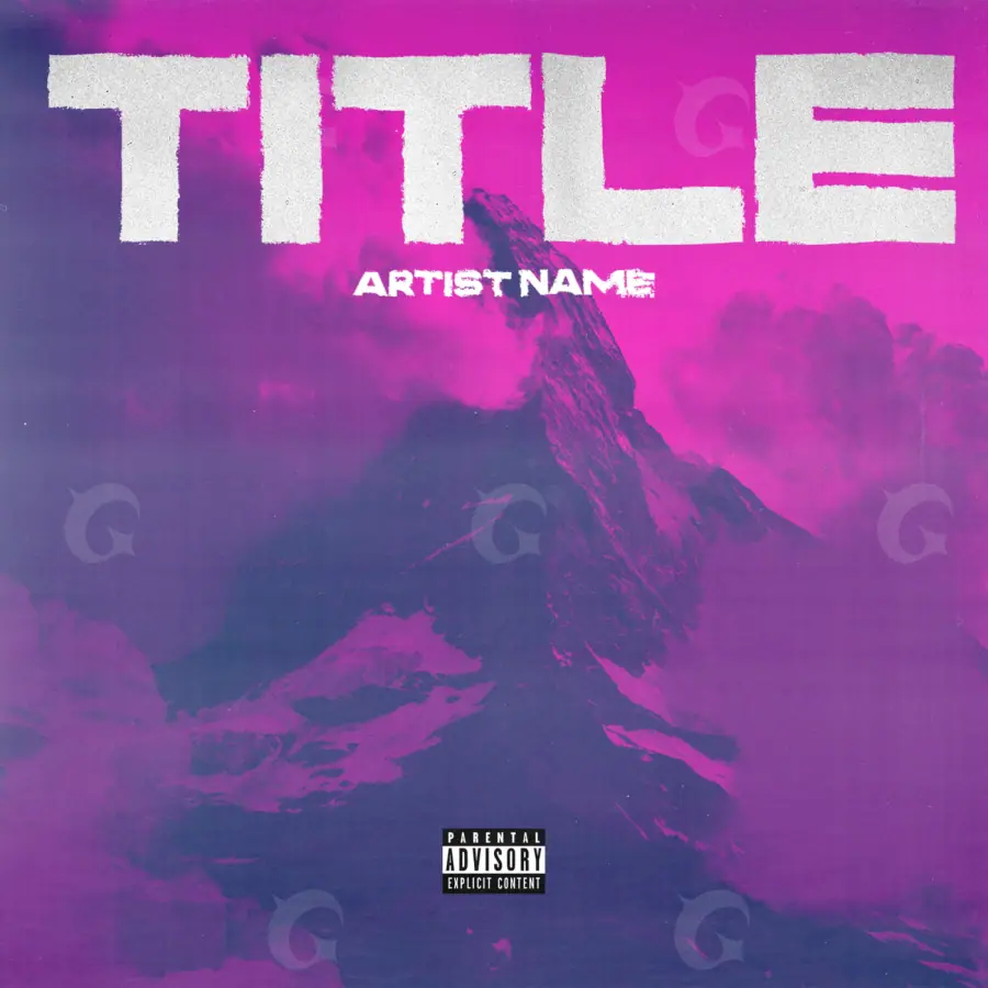 Arte de portada musical «Pink Mountain»: montaña y nube; color rosa