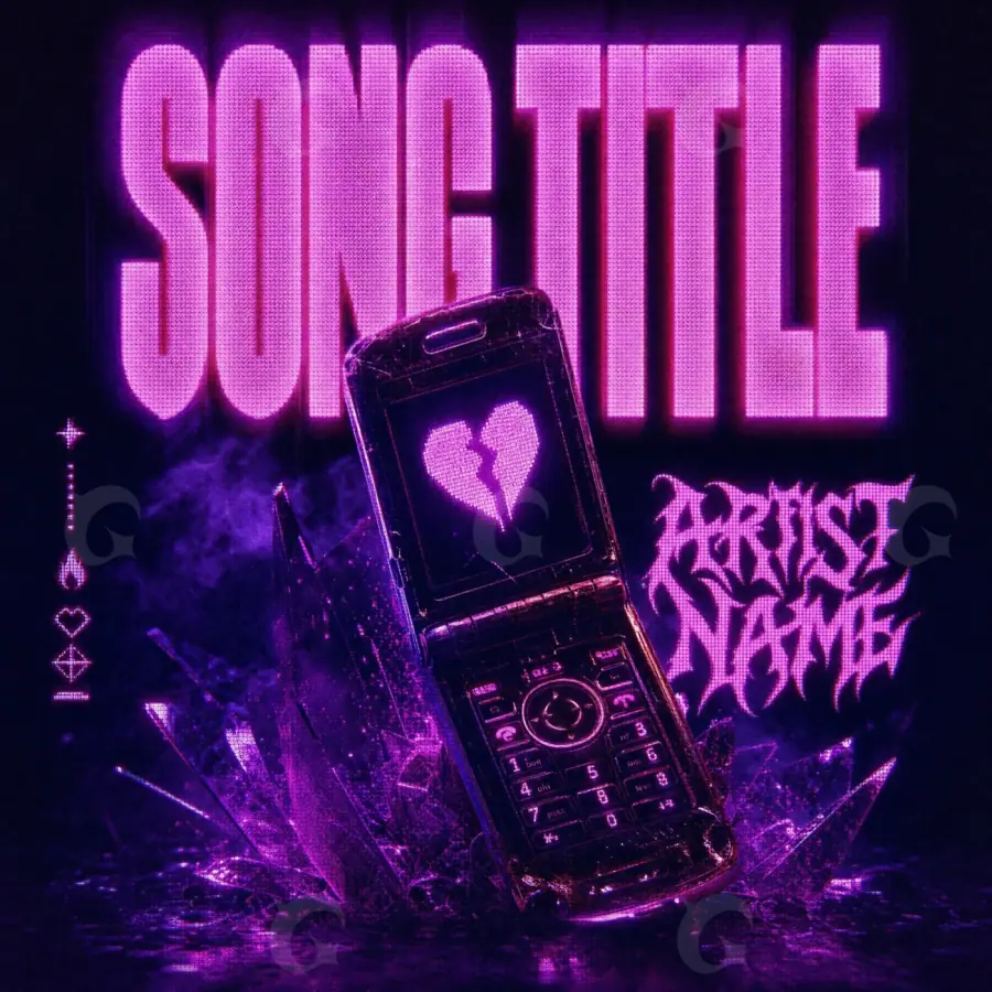 Готовая обложка для трека «Pink Phone»: телефон и сердце; палитра — розовая