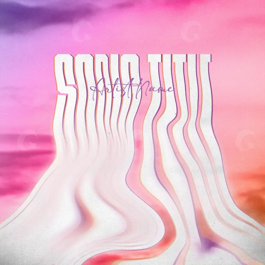 Готовая обложка для трека «Pink Wave»: волна и облако; палитра — розовая