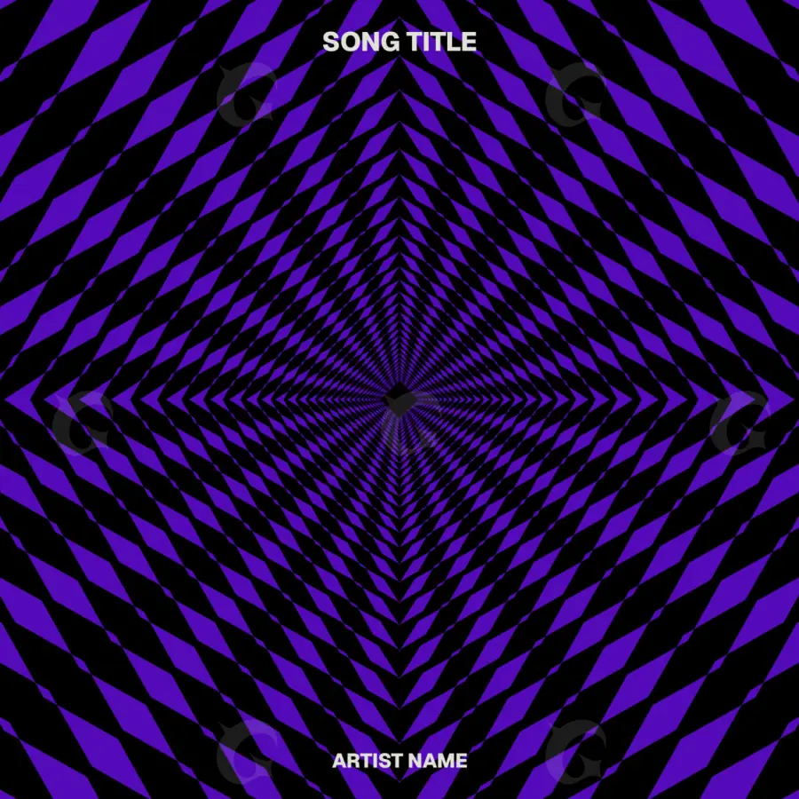Готовая обложка для трека «Purple Abstract»: абстракция и типографика; палитра — фиолетовая