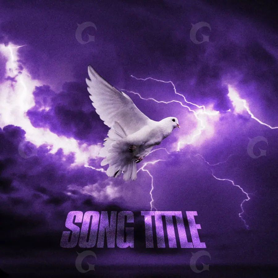 Обложка для песни «Purple Bird»: птица и молния; палитра — фиолетовая
