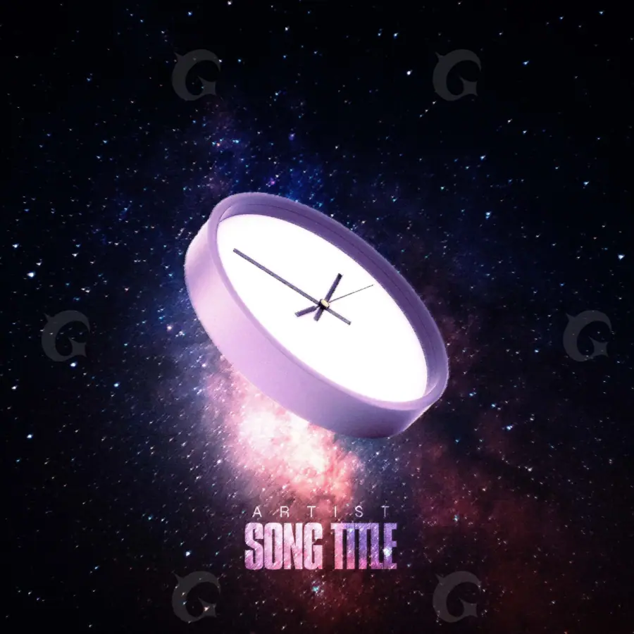Music cover artwork “Purple Clock”: clock and hand, purple tones
