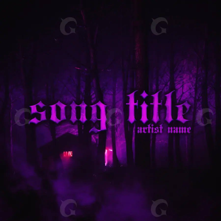 Готовая обложка для трека «Purple Forest»: лес и дерево; палитра — фиолетовая