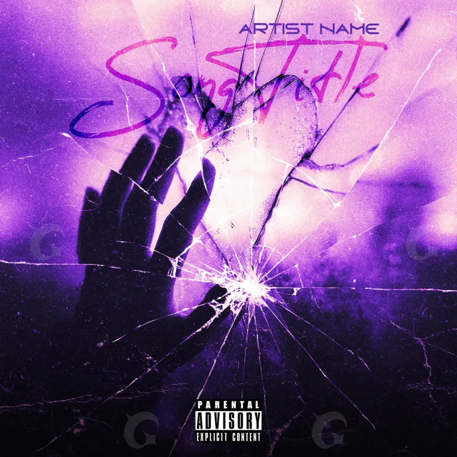 Album cover art “Purple Hand”: hand and glass, purple tones