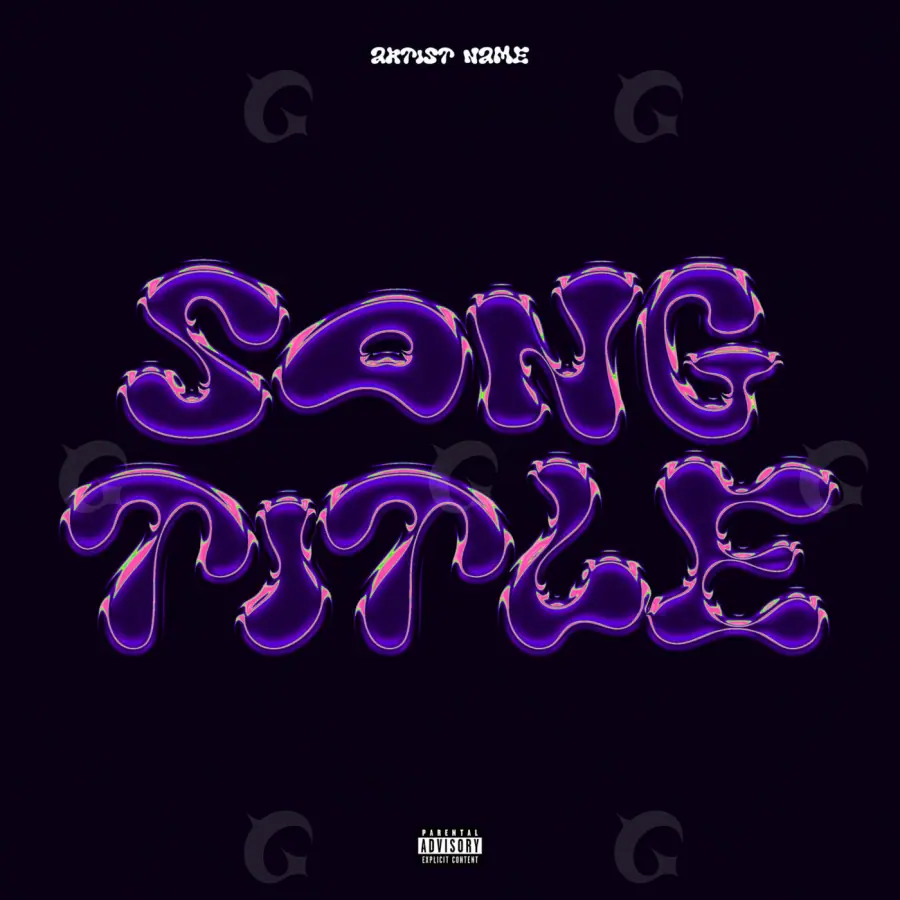 Обложка для песни «Purple Lettering»: типографика и абстракция; палитра — фиолетовая