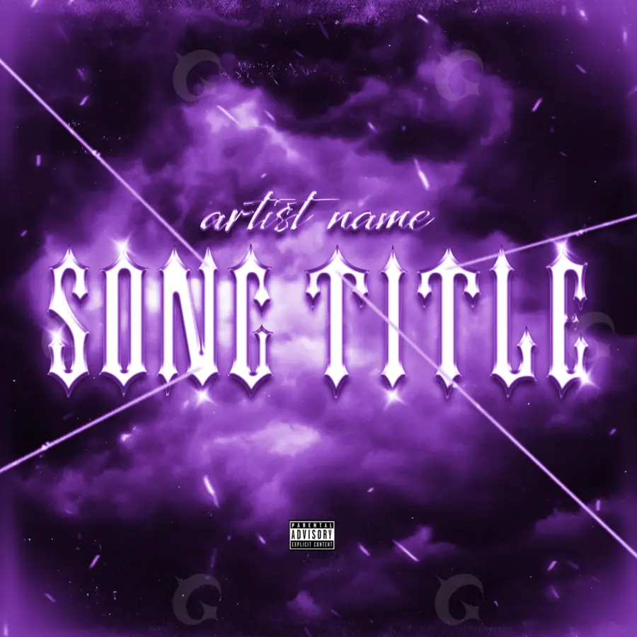Arte de portada musical «Purple Lettering»: tipografía; color violeta