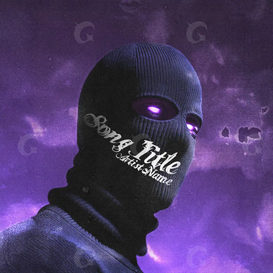 Обложка для альбома «Purple Mask»: маска и глаза; палитра — фиолетовая