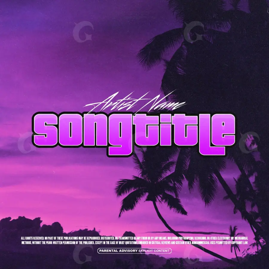 Music cover artwork “Purple Palm”: palm and tree, purple tones