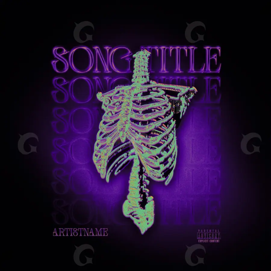 Обложка для песни «Purple Skeleton»: скелет; палитра — фиолетовая