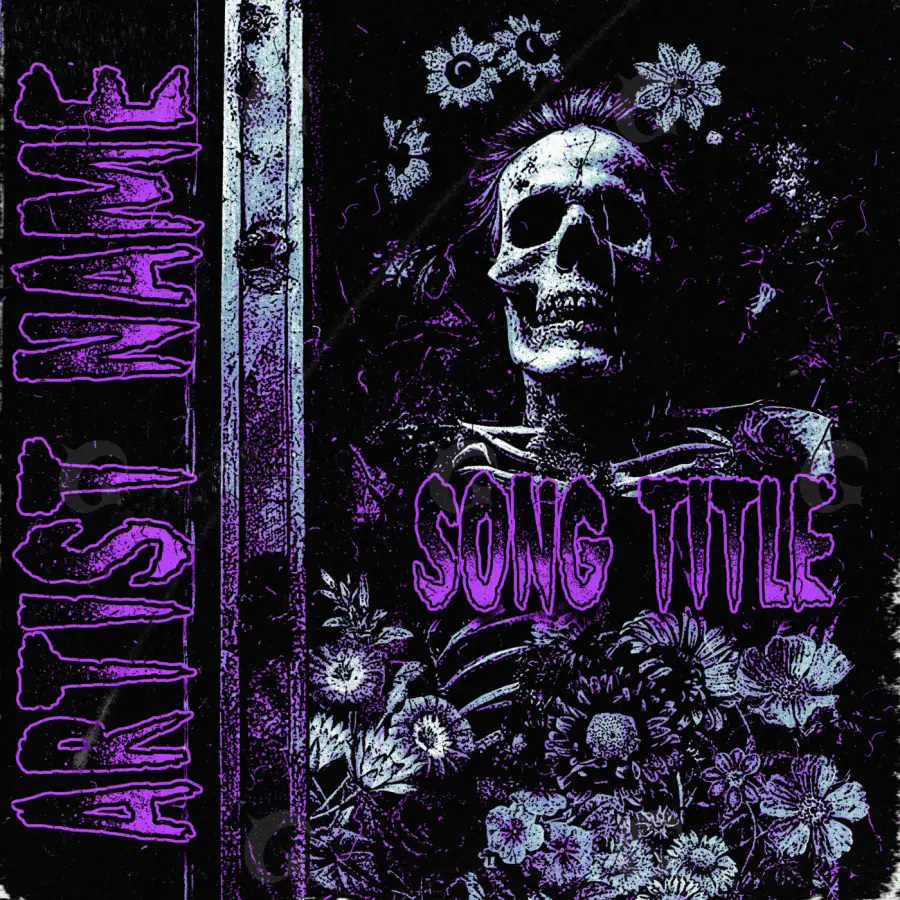 Обложка для альбома «Purple Skull»: череп и цветок; палитра — фиолетовая