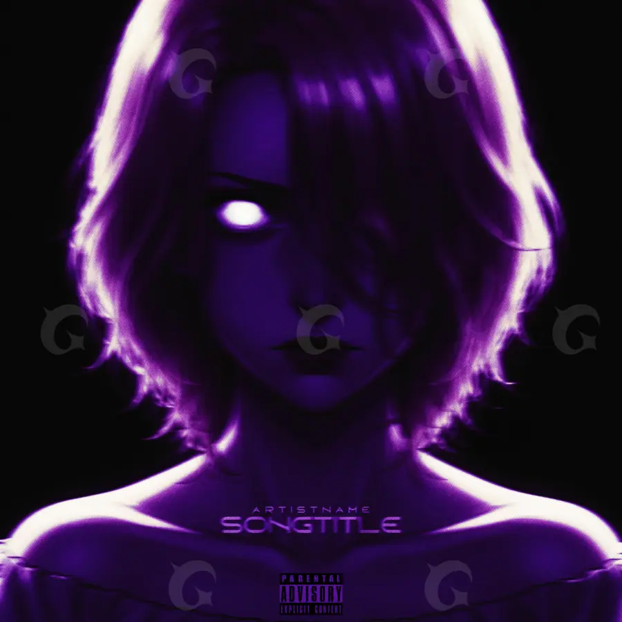 Обложка для песни «Purple Woman»: девушка и глаза; палитра — фиолетовая
