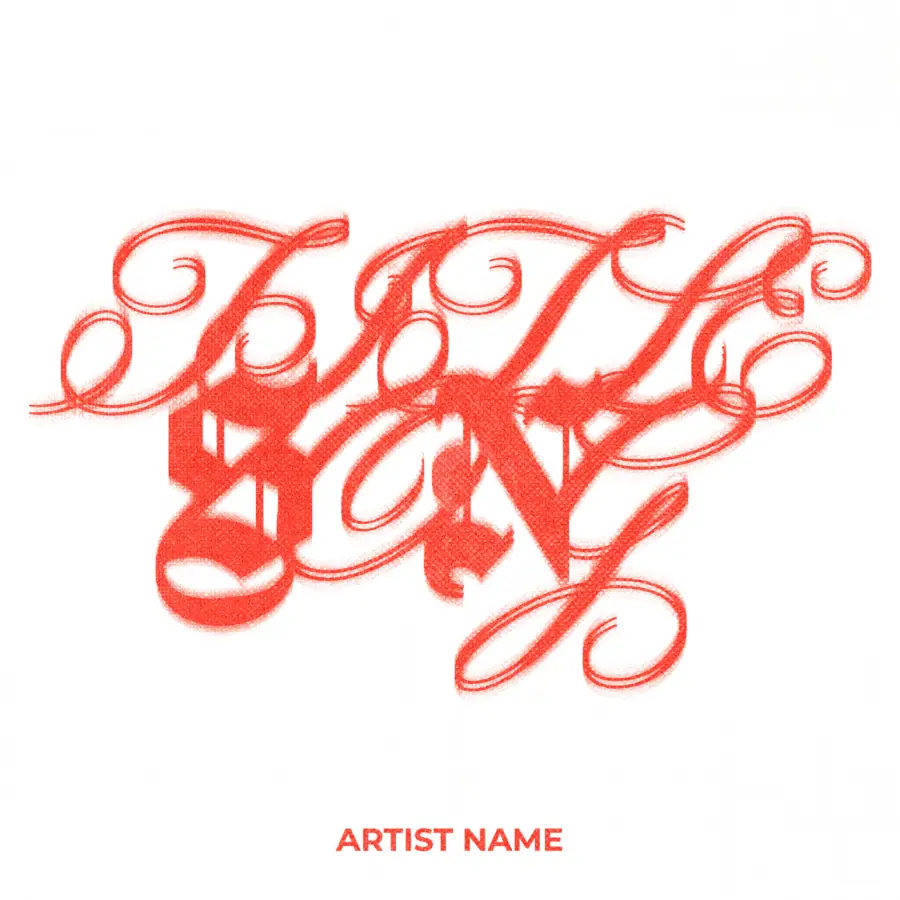 Portada para canción «Red Abstract»: abstracción y tipografía; color rojo