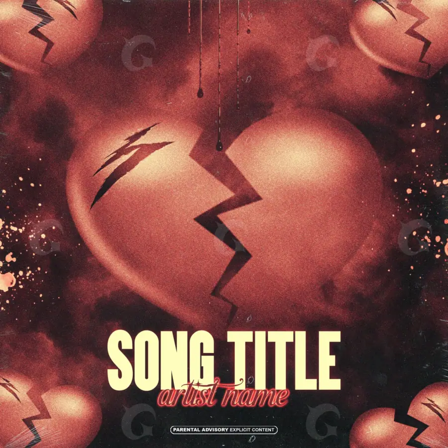 Music cover artwork “Red Abstract”: abstract and lettering, red tones