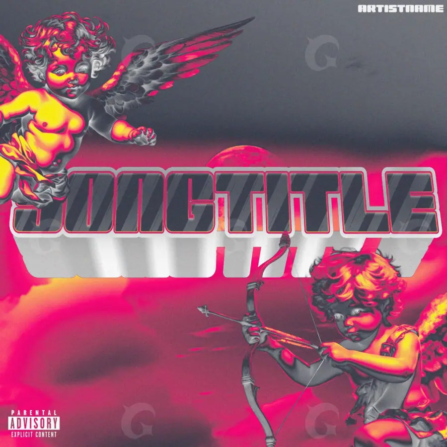 Music cover artwork “Red Angel”: angel and hand, red tones