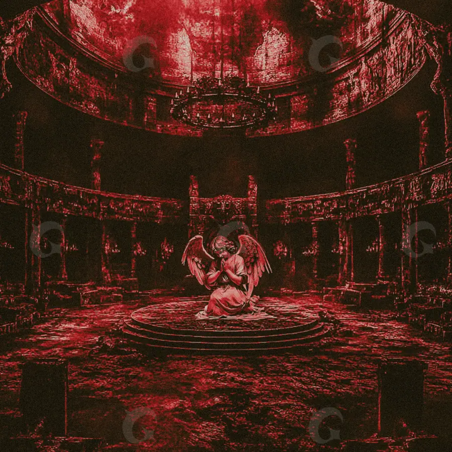 Обложка для песни «Red Angel»: ангел; палитра — красная