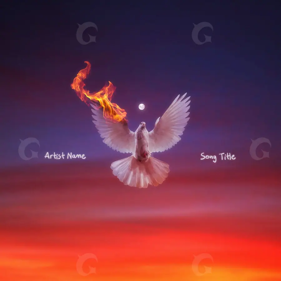Готовая обложка для трека «Red Bird»: птица и огонь; палитра — красная
