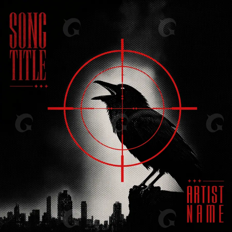 Premade cover art “Red Bird”: bird and circle, red tones