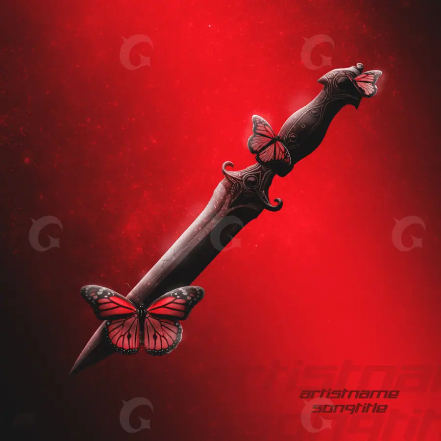 Обложка для песни «Red Butterfly»: бабочка; палитра — красная