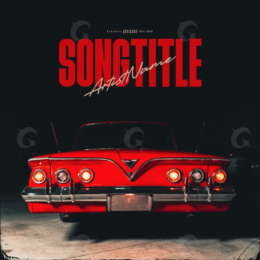 Готовая обложка для трека «Red Car»: автомобиль; палитра — красная
