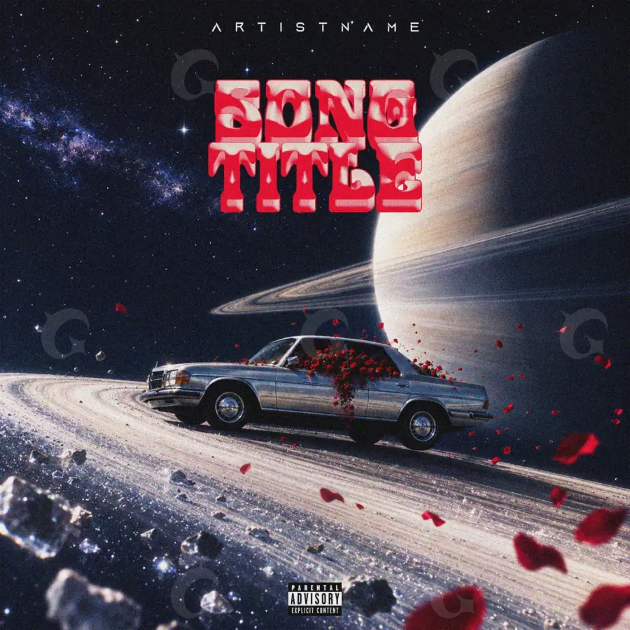Album cover art “Red Car”: car and road, red tones