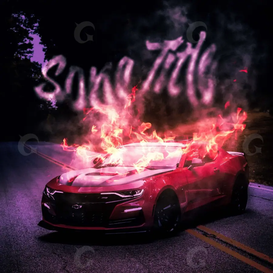 Обложка для песни «Red Car»: автомобиль и дорога; палитра — красная